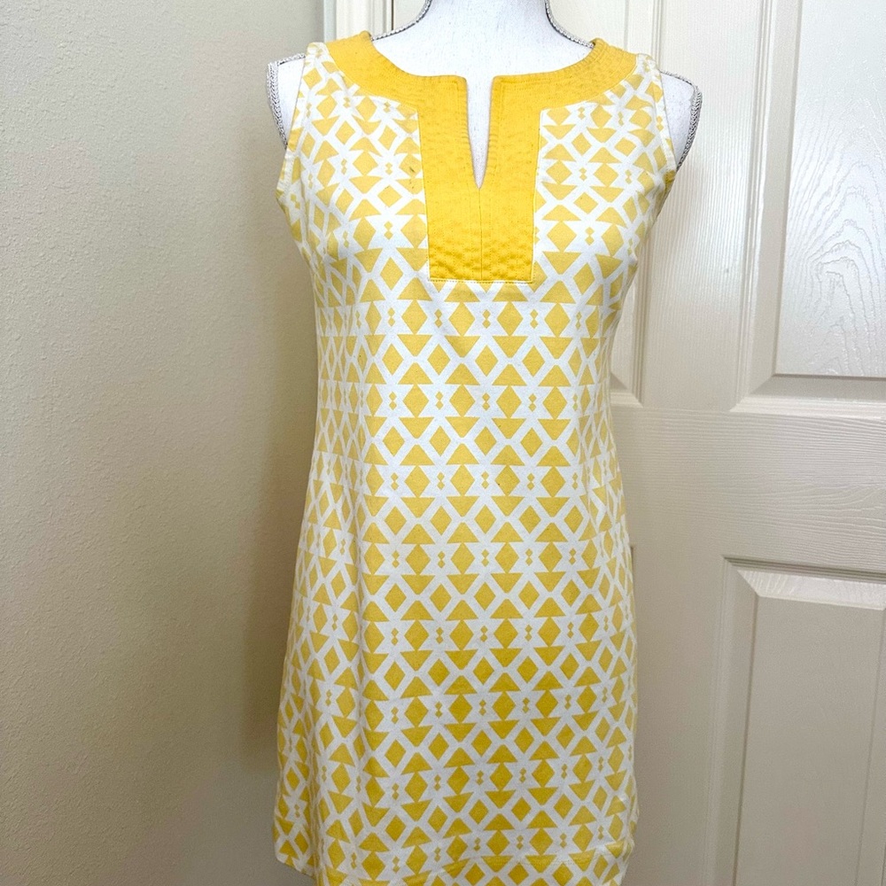 New York & Company Yellow and White Mini Dress